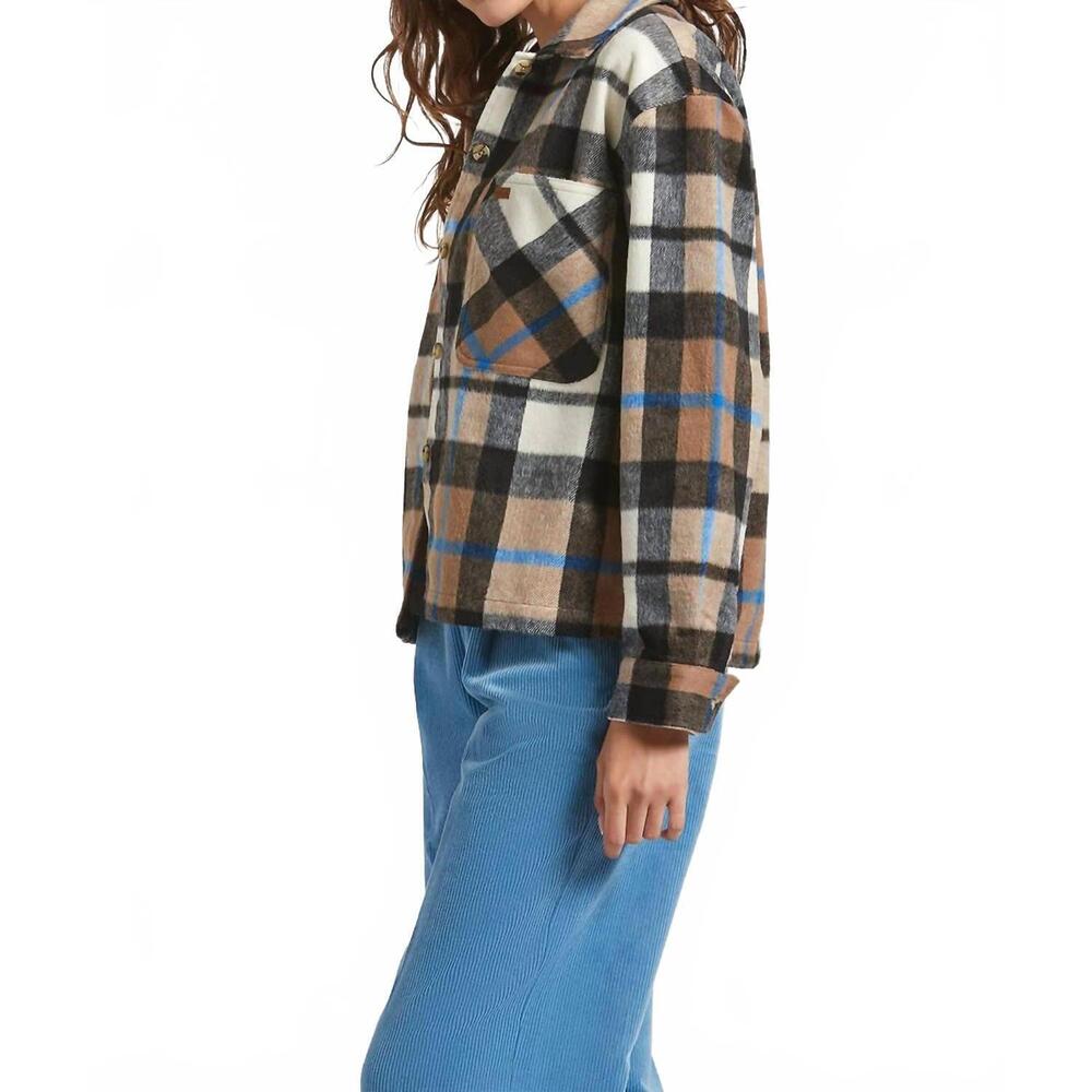 NEW BRIXTON bowery brushed flannel in washed black/sand - Picture 3 of 4